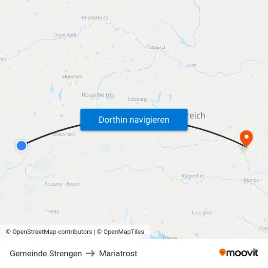 Gemeinde Strengen to Mariatrost map