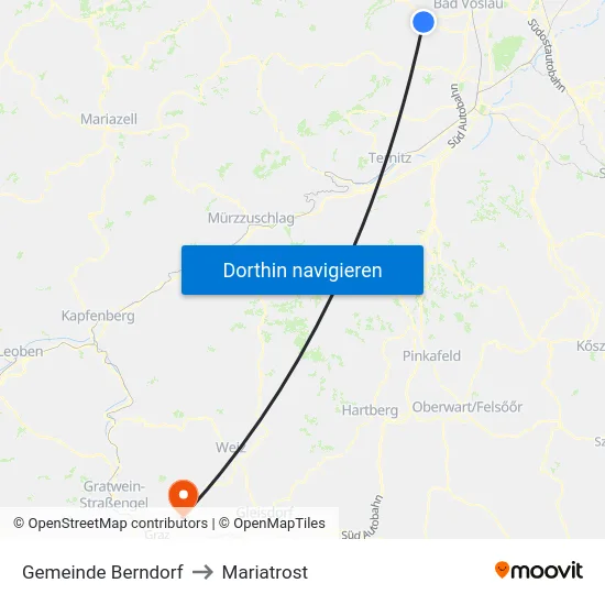 Gemeinde Berndorf to Mariatrost map