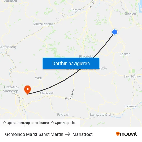 Gemeinde Markt Sankt Martin to Mariatrost map
