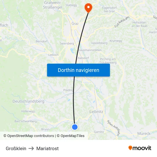 Großklein to Mariatrost map