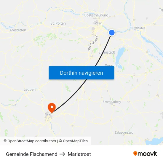 Gemeinde Fischamend to Mariatrost map