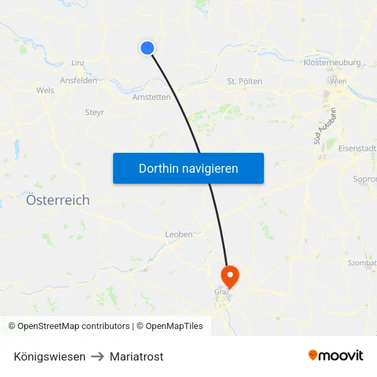 Königswiesen to Mariatrost map