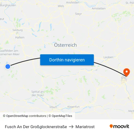 Fusch An Der Großglocknerstraße to Mariatrost map
