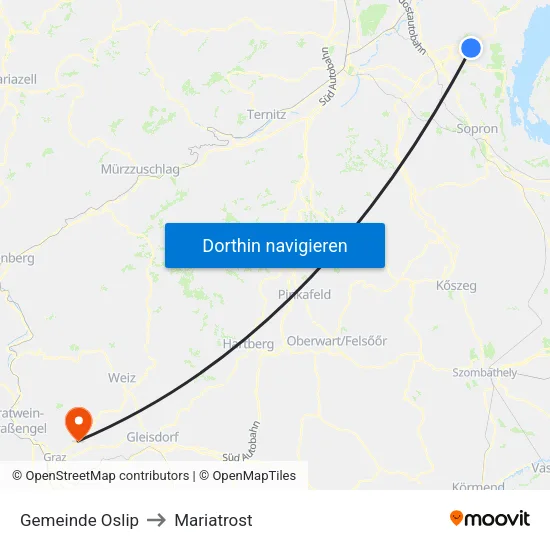 Gemeinde Oslip to Mariatrost map