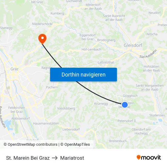 St. Marein Bei Graz to Mariatrost map