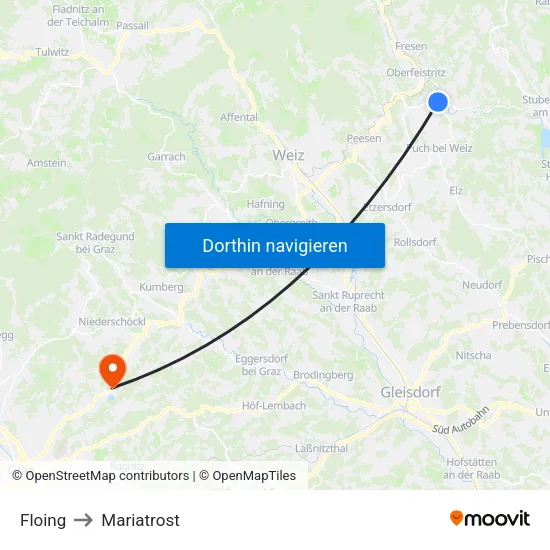 Floing to Mariatrost map