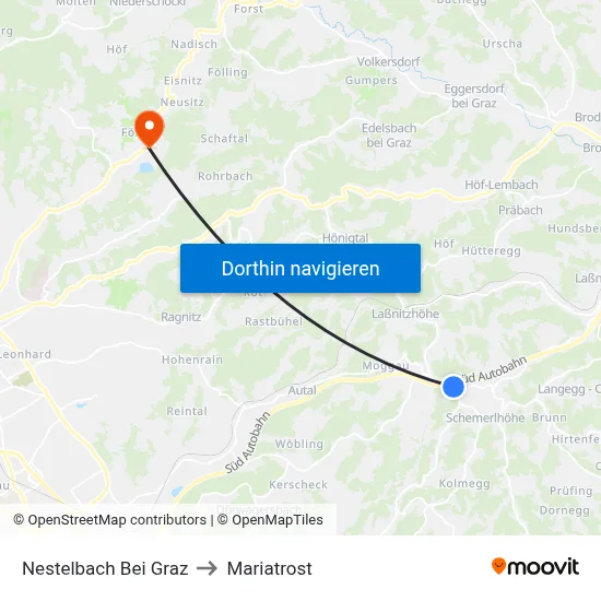 Nestelbach Bei Graz to Mariatrost map