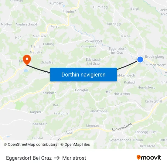 Eggersdorf Bei Graz to Mariatrost map