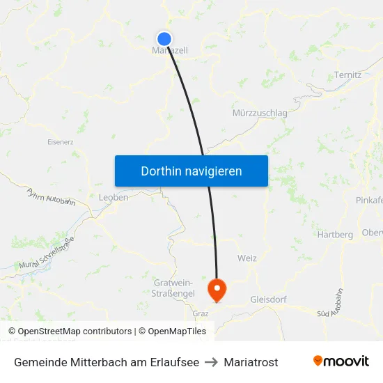 Gemeinde Mitterbach am Erlaufsee to Mariatrost map