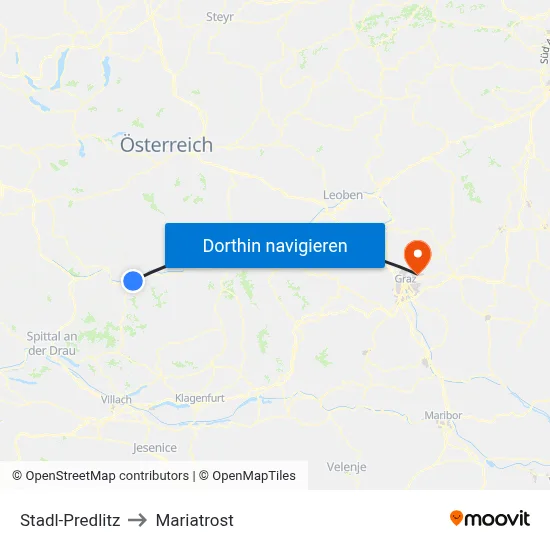Stadl-Predlitz to Mariatrost map