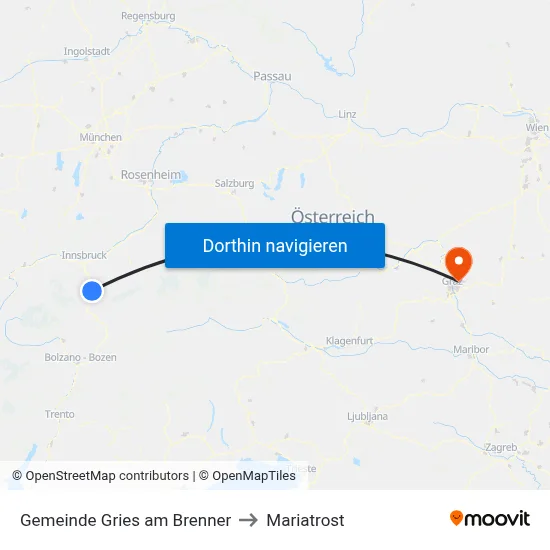 Gemeinde Gries am Brenner to Mariatrost map