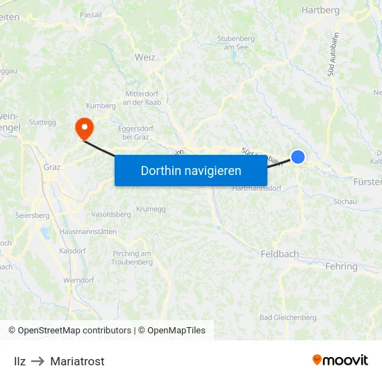 Ilz to Mariatrost map