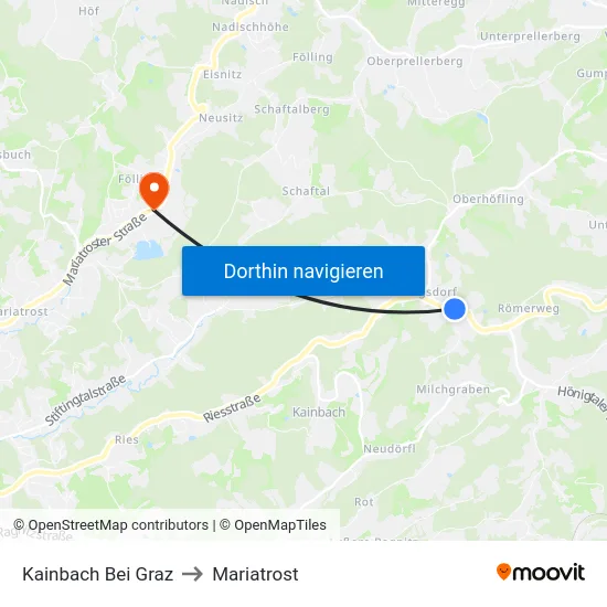 Kainbach Bei Graz to Mariatrost map