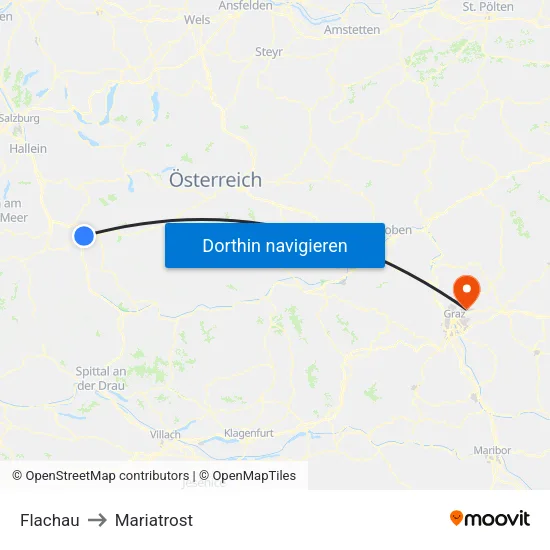 Flachau to Mariatrost map