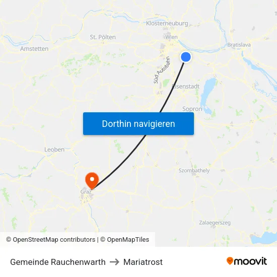 Gemeinde Rauchenwarth to Mariatrost map