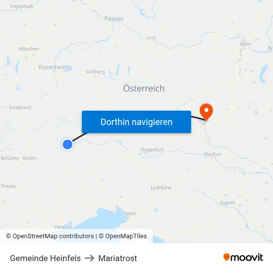 Gemeinde Heinfels to Mariatrost map