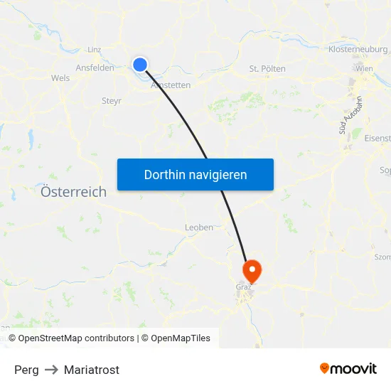 Perg to Mariatrost map