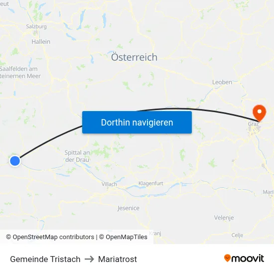 Gemeinde Tristach to Mariatrost map
