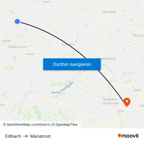 Edlbach to Mariatrost map