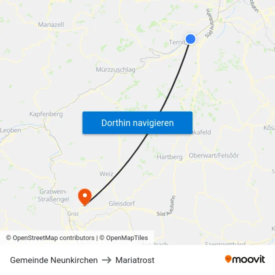 Gemeinde Neunkirchen to Mariatrost map