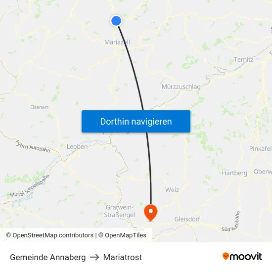 Gemeinde Annaberg to Mariatrost map