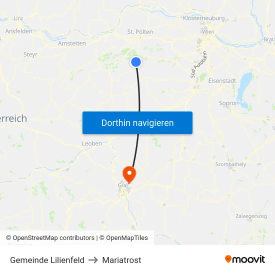 Gemeinde Lilienfeld to Mariatrost map