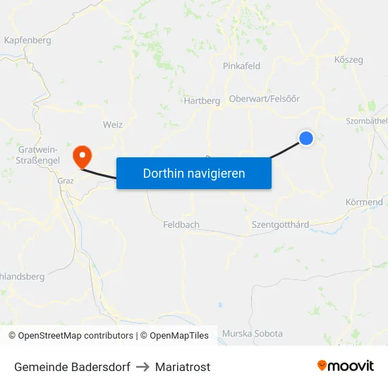 Gemeinde Badersdorf to Mariatrost map