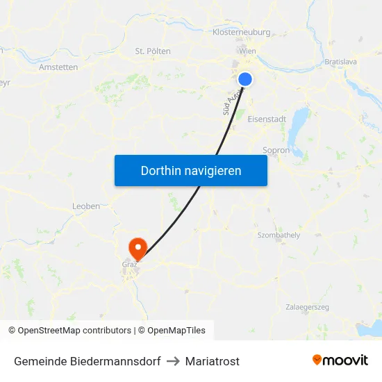 Gemeinde Biedermannsdorf to Mariatrost map