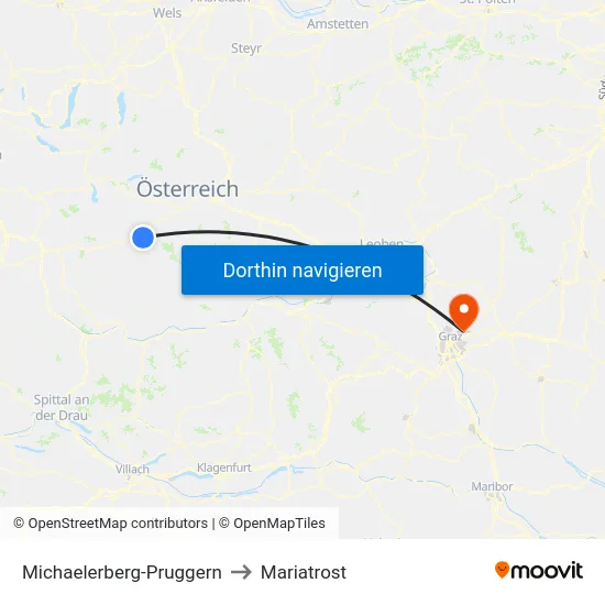 Michaelerberg-Pruggern to Mariatrost map