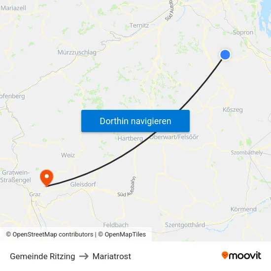Gemeinde Ritzing to Mariatrost map