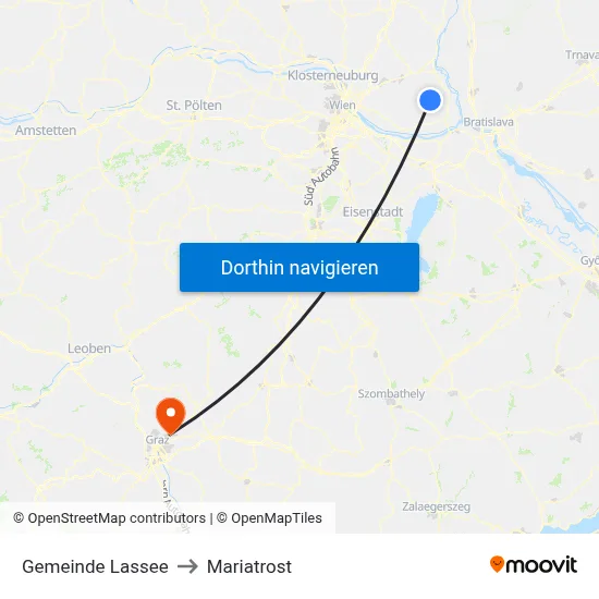 Gemeinde Lassee to Mariatrost map