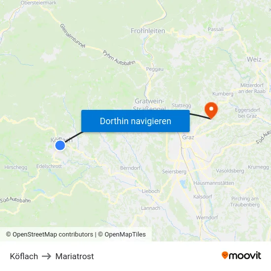 Köflach to Mariatrost map