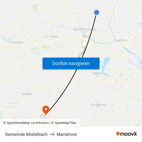 Gemeinde Mistelbach to Mariatrost map