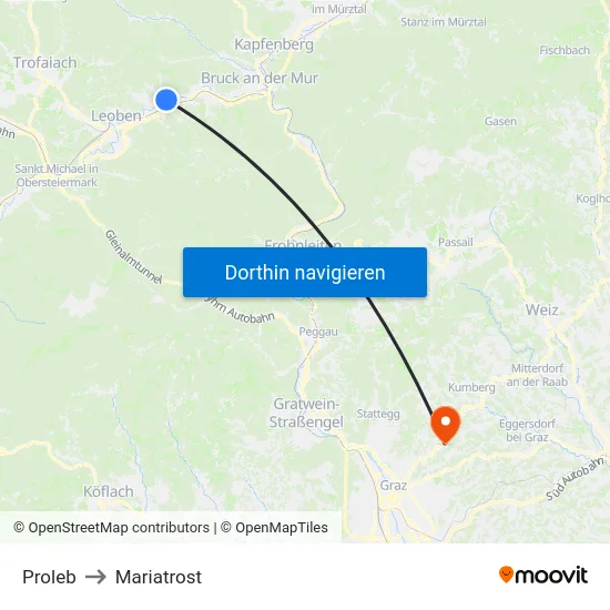 Proleb to Mariatrost map