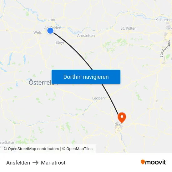 Ansfelden to Mariatrost map