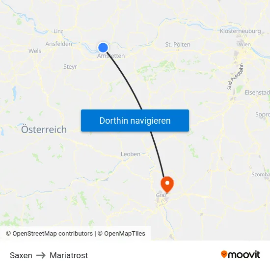 Saxen to Mariatrost map