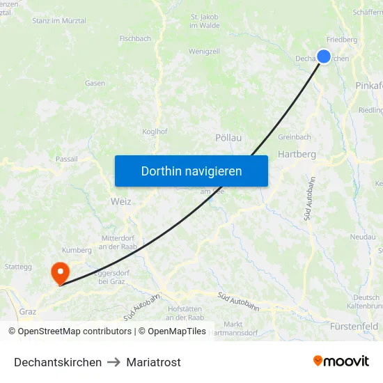 Dechantskirchen to Mariatrost map
