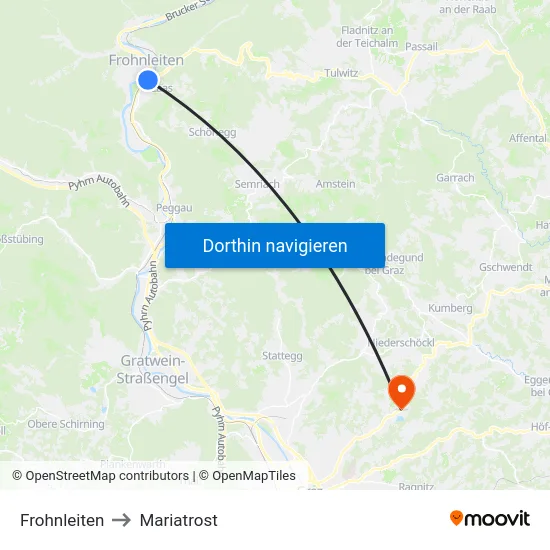 Frohnleiten to Mariatrost map