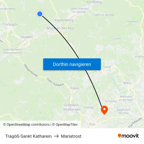 Tragöß-Sankt Katharein to Mariatrost map