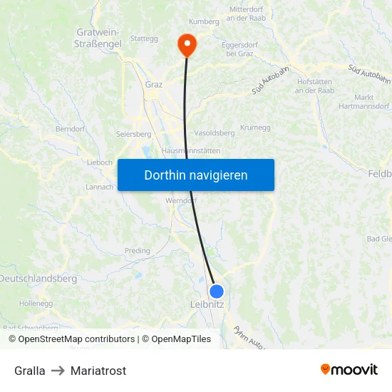 Gralla to Mariatrost map