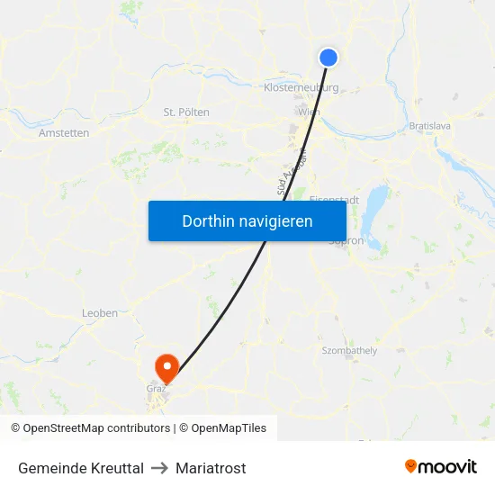 Gemeinde Kreuttal to Mariatrost map