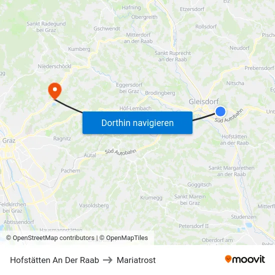 Hofstätten An Der Raab to Mariatrost map