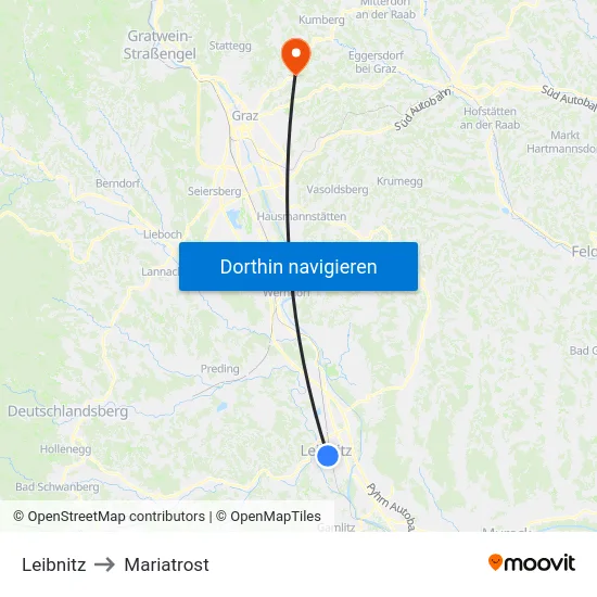 Leibnitz to Mariatrost map