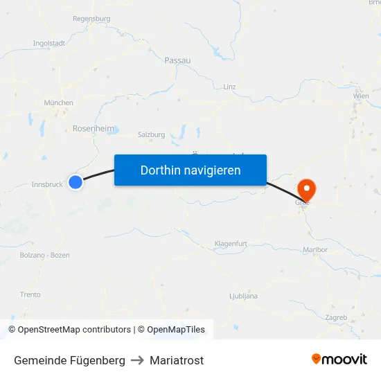 Gemeinde Fügenberg to Mariatrost map