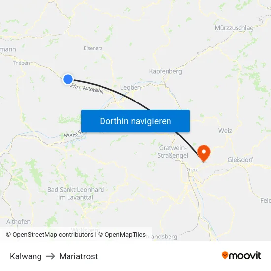 Kalwang to Mariatrost map