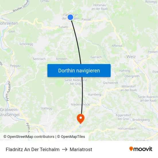 Fladnitz An Der Teichalm to Mariatrost map