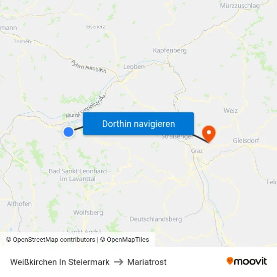 Weißkirchen In Steiermark to Mariatrost map