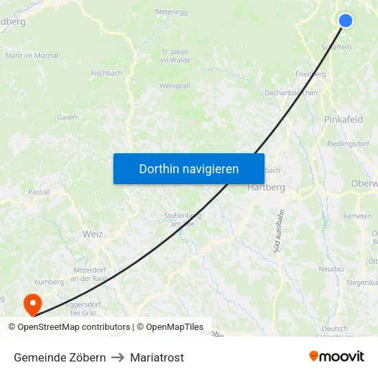 Gemeinde Zöbern to Mariatrost map
