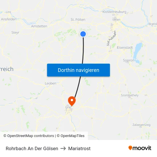 Rohrbach An Der Gölsen to Mariatrost map