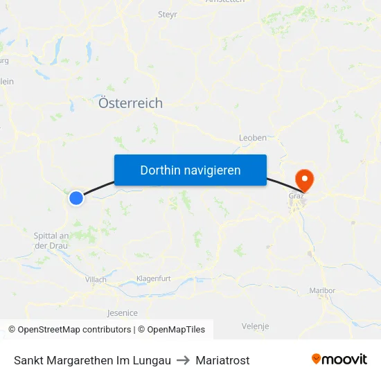 Sankt Margarethen Im Lungau to Mariatrost map